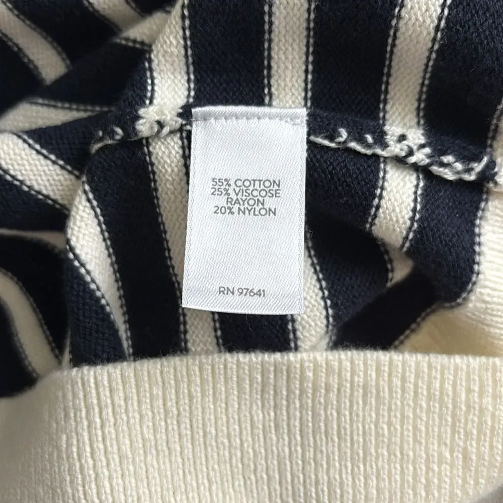 NWT J Jill Collared Striped V-Neck Pullover Sweater Nautical Size XL
